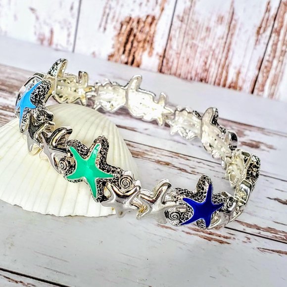 Colorful Starfish Soft Bangle Bracelet - Picture 2 of 2